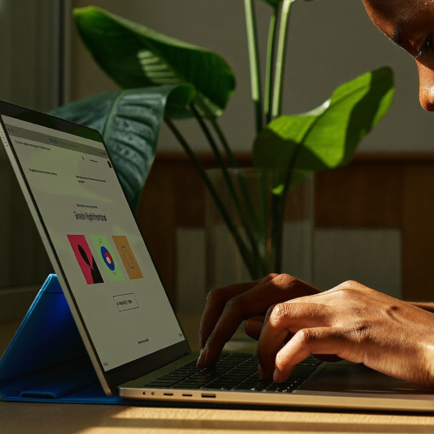 A practitioner building an AI-powered interface on a laptop